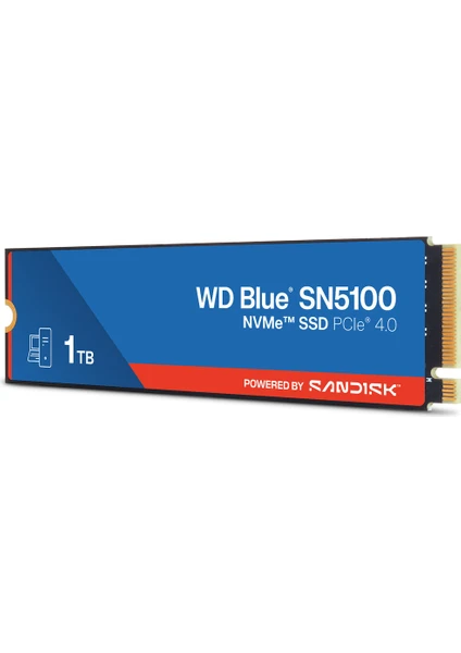WD Blue SN5100 1TB NVMe M.2 SSD 7100 MBs Okuma Hızı 6700 MBs Yazma Hızı ile Yüksek Performans (71006700)