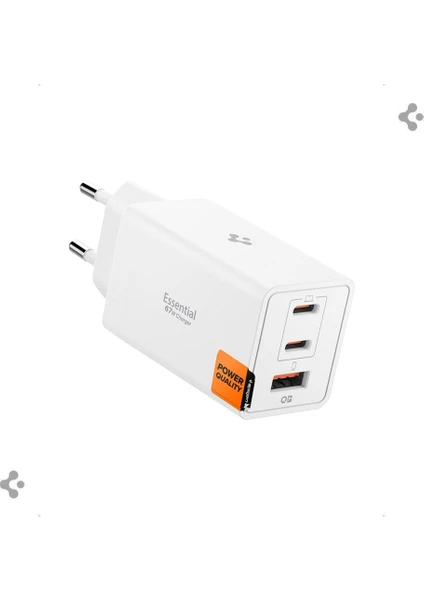 Spigen 67W USB-C + USB-A 3 Port Hızlı Şarj Aleti PPS 3.0 Desteği Isı Düşüren GaN Pro Akım Korumalı Güç Adaptörü iPhone & Android