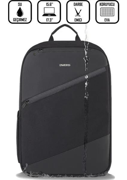 D'Vers 17.3-15.6 Inç 5 Bölmeli Darbe Korumalı Su Itici Kumaş ve Fermuar Özellikli Laptop Sırt Çantası