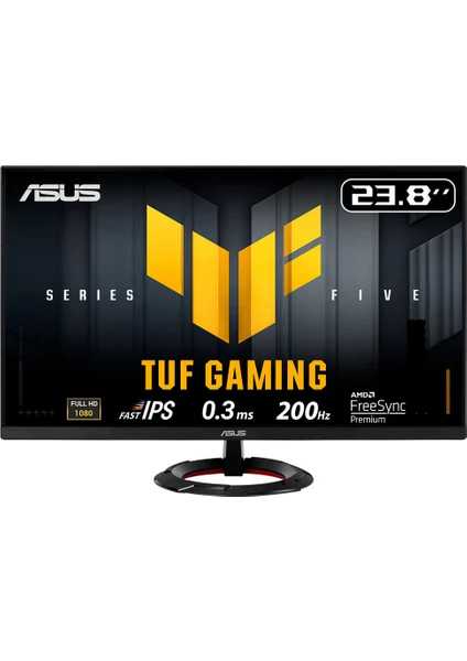 Asus Tuf Gamıng VG249Q5R 23.8 Fast IPS 1920X1080 0.3ms 200Hz 300CD Dp HDMI Hoparlör Vesa 3yıl Flıcker-Free,çerçevesiz