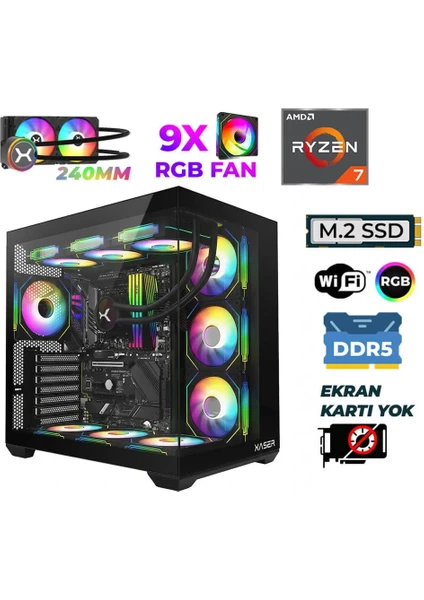 Xaser Raze X70 Ryzen 7 7800X3D 16GB Ddr5 Ram 512GB M.2 Nvme SSD Sıvı Soğutmalı Hazır Tavsiye Sistem