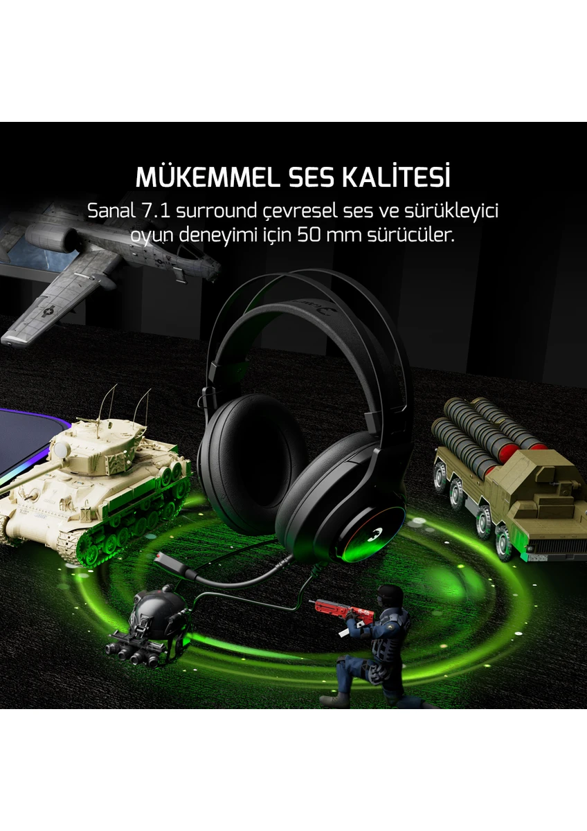 Gamepower Kugon Siyah 7.1 Surround Rainbow Gaming Kulaklık - Görsel 3
